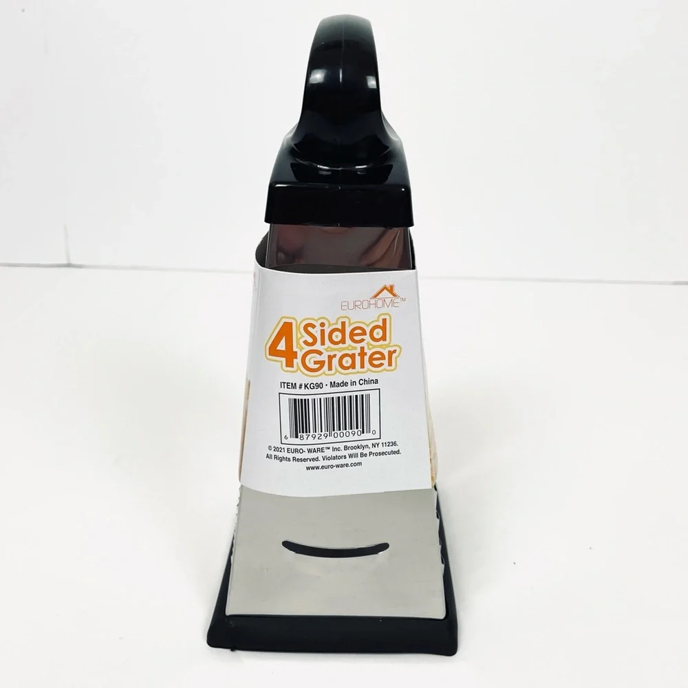 4 Side Stainless Steel, Black Cheese Grater, Shredder, and Slicer 9 Inch